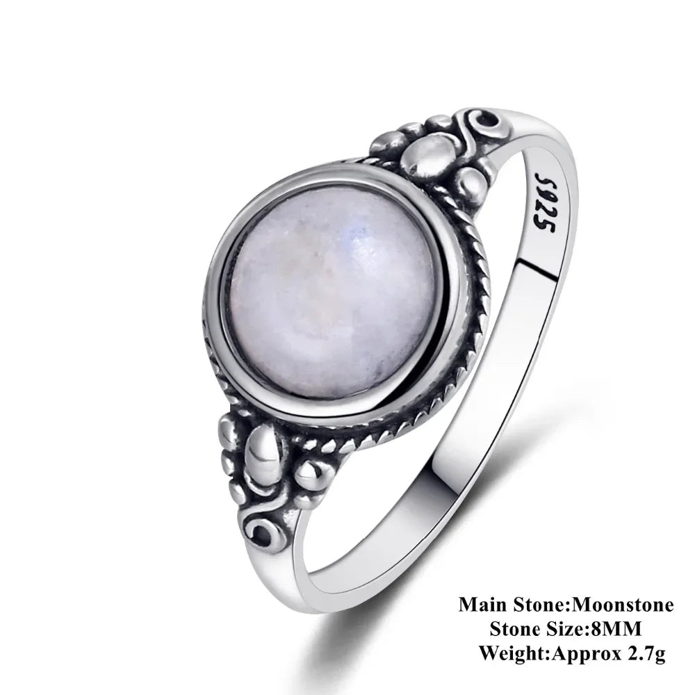 925 Silber Mondstein-Ring Herren
