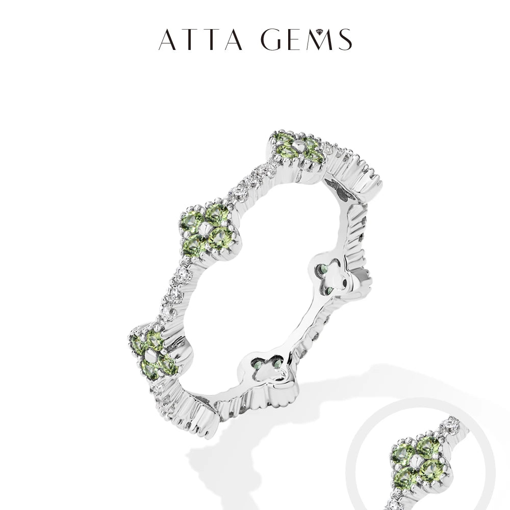 ATTAGEMS Eternity DVVS1 Moissanit-Ring für Damen, 100 % echtes 925er-Sterlingsilber, vergoldet, Hochzeit, Party, Charm, edler Schmuck, neu