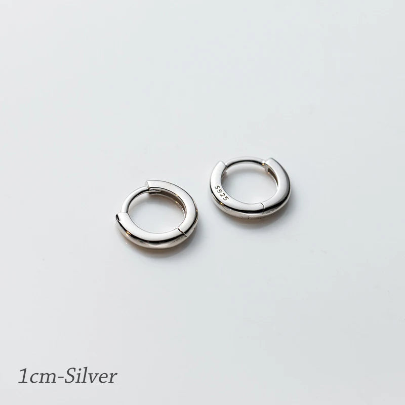 MODIAN 925 Sterling Silber Einfache Kreis-Ohrschnalle 14 mm - 18 mm platinierte hypoallergene Creolen für Damenschmuck