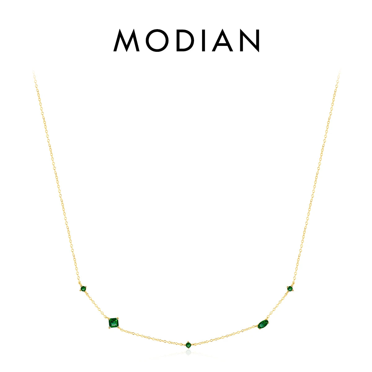 MODIAN Halskette mit Anhänger aus 925er-Sterlingsilber, Regenbogenfarben, bunt, mit Zirkonia, glänzend, geometrisch, für Damen, Party, Schmuck, Geschenk