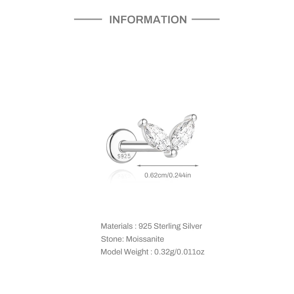 Aide Moissanit-Diamant-Ohrstecker für Damen, originales 925er-Sterlingsilber, Schraubverschluss, Damen-Moissanit-Ohrring mit flacher Rückseite, Juwel