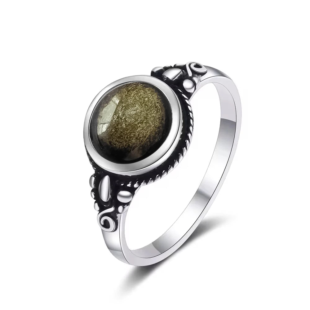 925 Silber Mondstein-Ring Herren