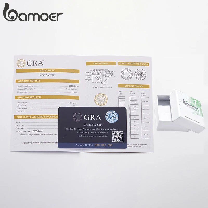 Bamoer 1 Karat Moissan ite Anhänger Halskette für Frauen hochwertige Sterling Silber Hochzeits feier Braut edlen Schmuck 3 Farben