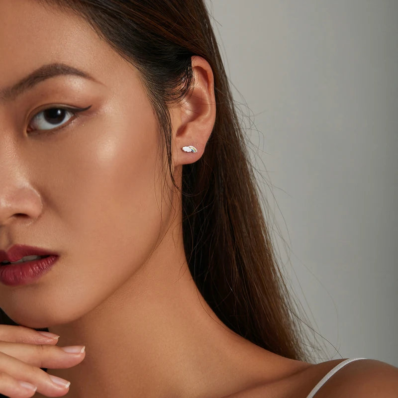 Bamoer Luxus-Ohrringe für Mädchen aus 925er-Sterlingsilber, Regenbogen-Schmetterling, niedlich, schick, lustig, Ohrstecker, Original für Damen, Party, edler Schmuck