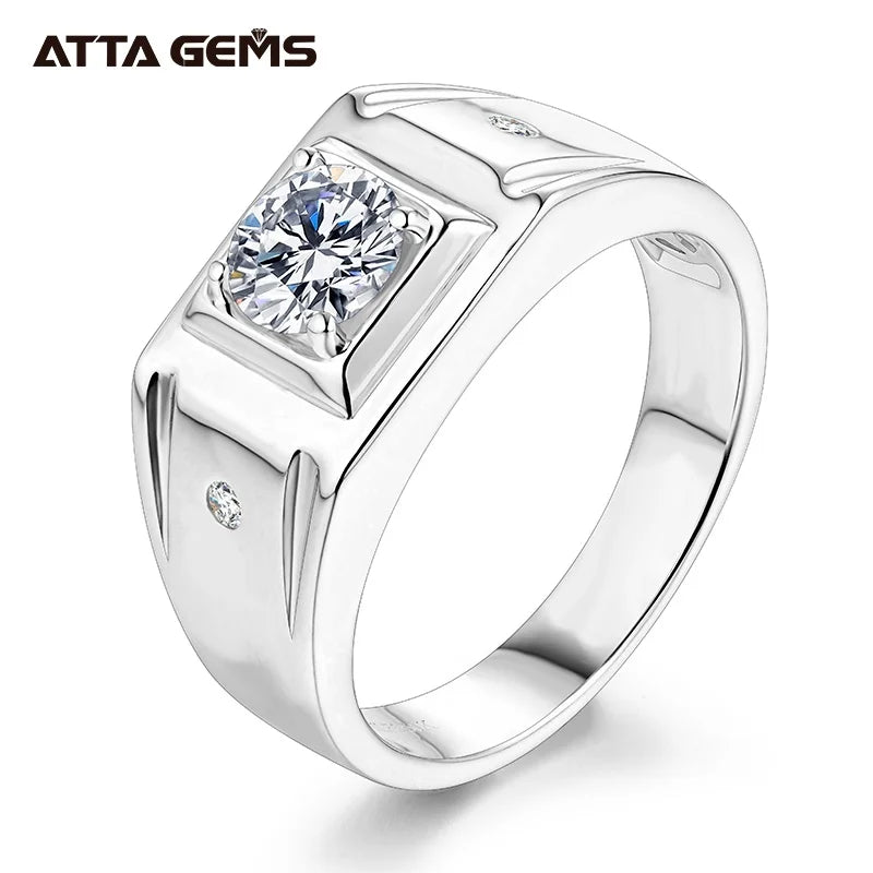 Attagems Herrenring – 925er Silber mit 1 Karat Moissanit (