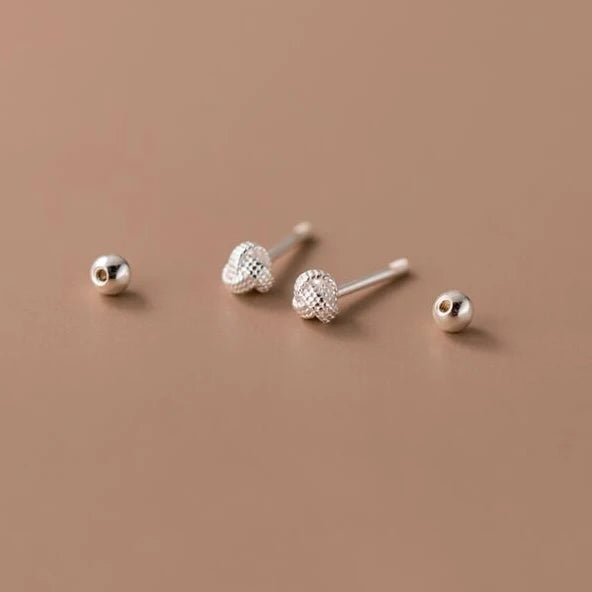 INZATT Ohrstecker aus echtem 925er-Sterlingsilber, 4/6 mm, Wolle, Kugelumlaufspindel, Perlen, für Damen, Party, klassisch, minimalistisch, edler Schmuck