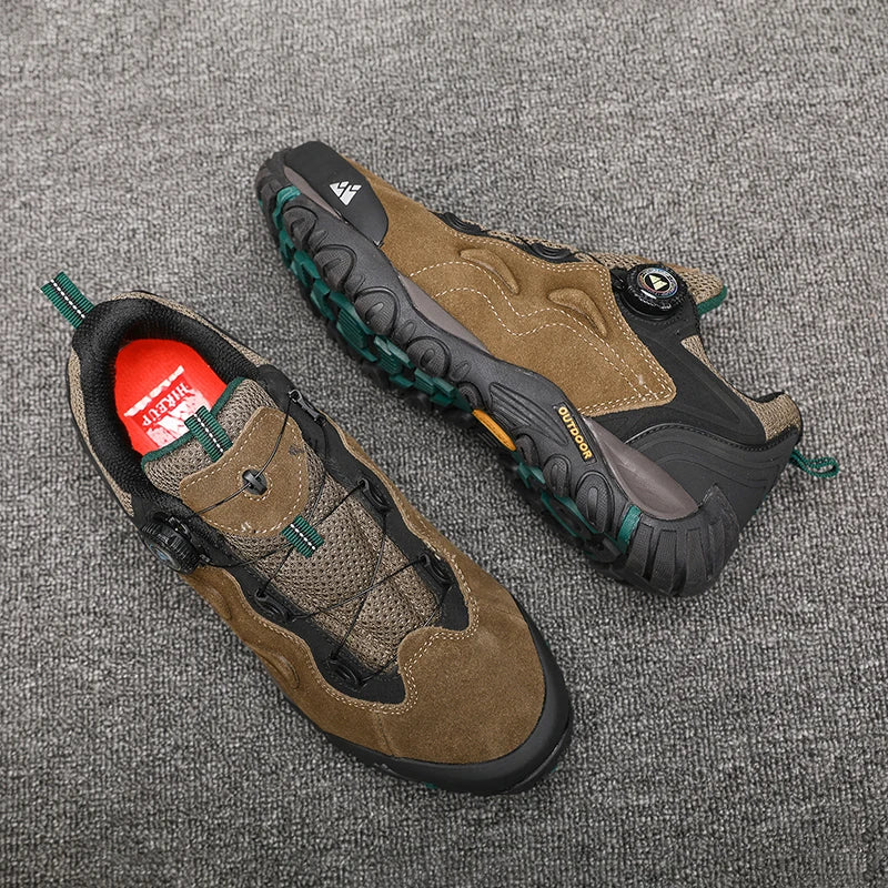 HIKEUP-Lederschuhe für Herren, Outdoor-Wanderschuhe, Touristentreckingsneaker, Bergsteigen, Trail-Joggingschuhe, Spannschloss