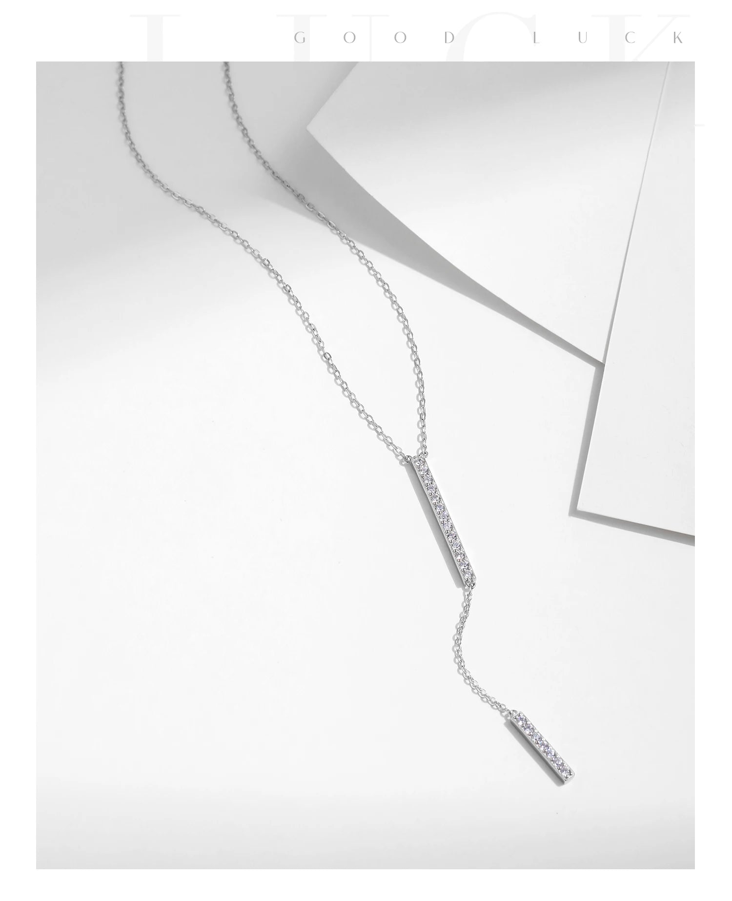 MODIAN Trendy Gliederkette Lariat Halskette 925 Sterling Silber Langer Stab Zirkon Y-förmige stapelbare Halsketten für Frauen Schmuck