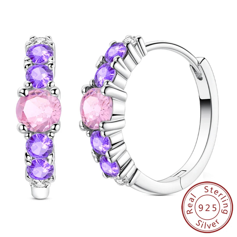 Creolen Neue Original 925 Sterling Silber Süße Herz Bogen Runde Zirkon Ohrstecker Für Frauen Mädchen Edlen Schmuck