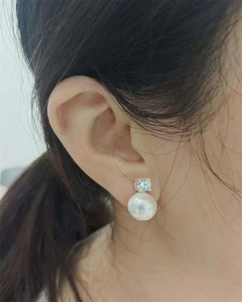 Senlissi-Neue Mode Lofty 8-12mm Süßwasser Perle Stud 18k Ohrringe für Frauen S925 Sterling Silber schmuck Freundin Geschenke