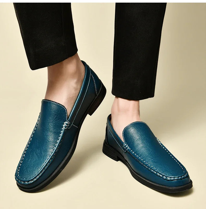 Echt leder Slip on Slipper Männer formelle Kleid Schuhe Büro fahren Hochzeits feier Mocasines Hombre große Größe Freizeit schuhe