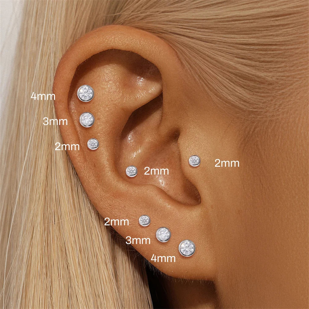 Aide Moissanit-Diamant-Ohrstecker für Damen, originales 925er-Sterlingsilber, Schraubverschluss, Damen-Moissanit-Ohrring mit flacher Rückseite, Juwel