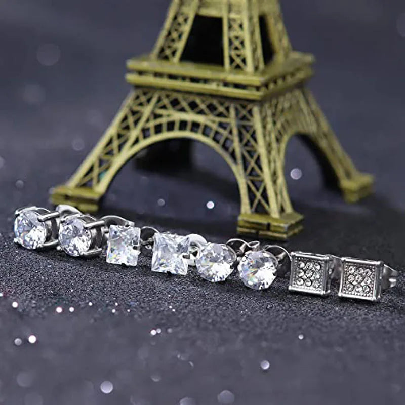 Edelstahl Zirkonia Ohrstecker für männer und Frauen