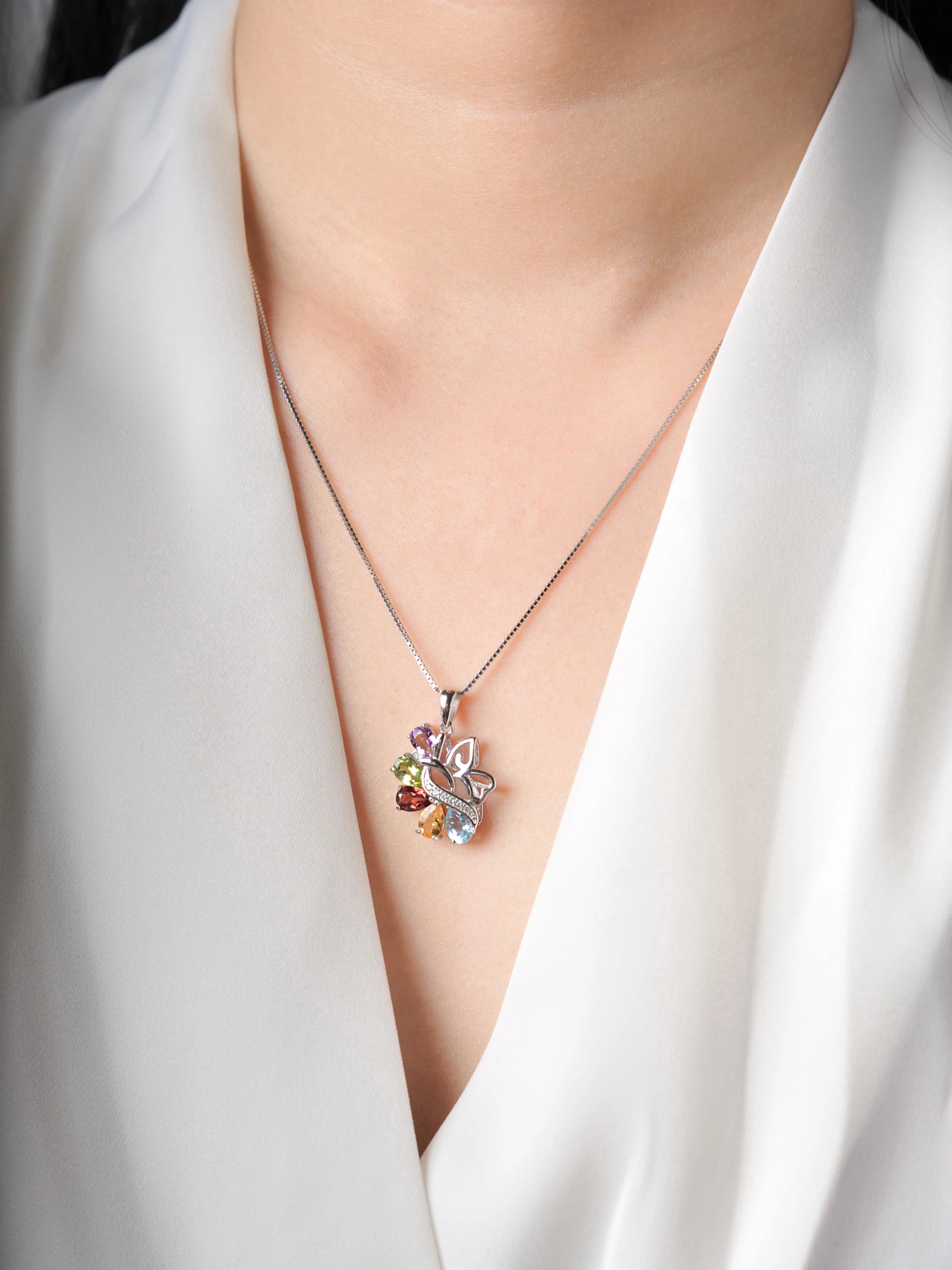 Potiy 925 Sterling Silber Edelstein Schmuckset