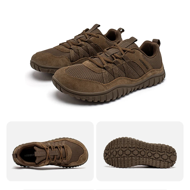 HOBIBEAR Unisex-Sneaker mit breiter Zehenpartie, atmungsaktive Mesh-Wanderschuhe, rutschfeste Schnür-Sneaker