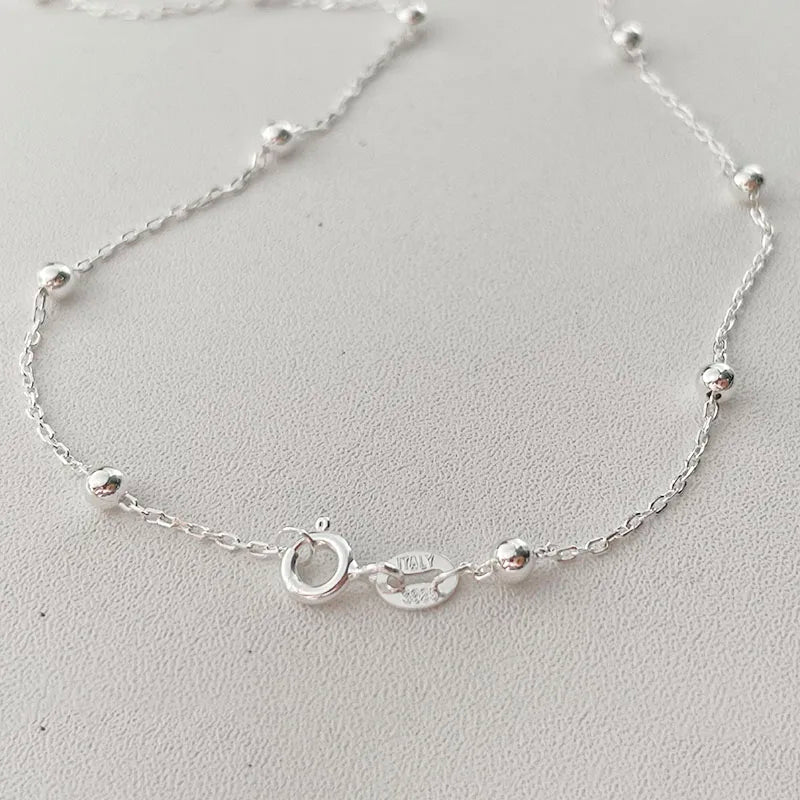 45cm-60cm solide reine echte 925 Sterling Silber Perlen Kreuz kette Halskette Frauen Mädchen Italien Schmuck Kolye Collare Collier Ketting