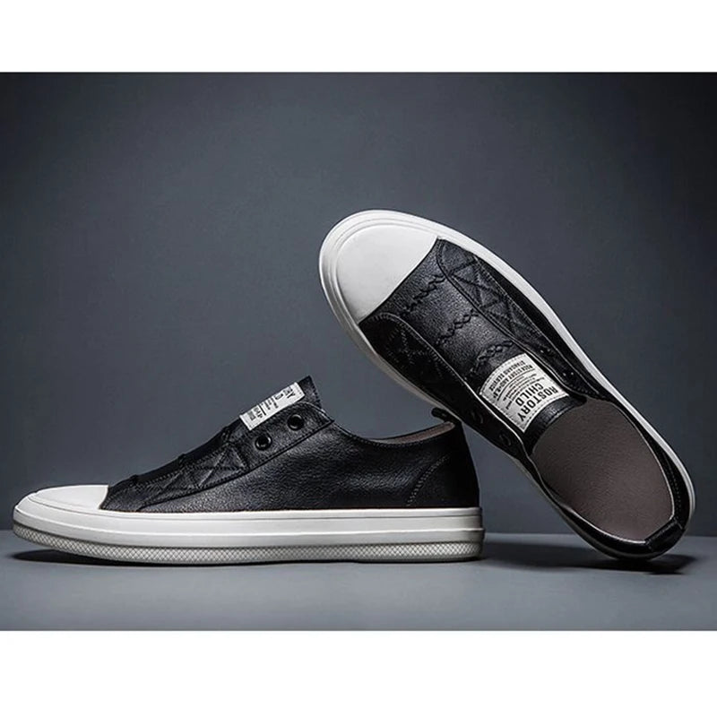 100% echtes Leder Schwarz Weiß Schuhe Männer Casual Schuhe Weiche Flache Marke Kuh Leder Kühlen Straße Junge Männliche Schuhe D237