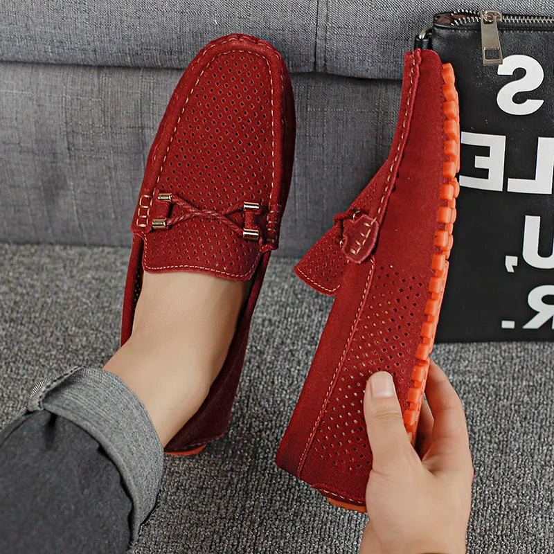 Mode Wildleder Herren Freizeitschuhe Echtes Leder Mann Loafer Slip on Flats Leichte Herren Fahrschuhe Faule Schuhe Mokassins