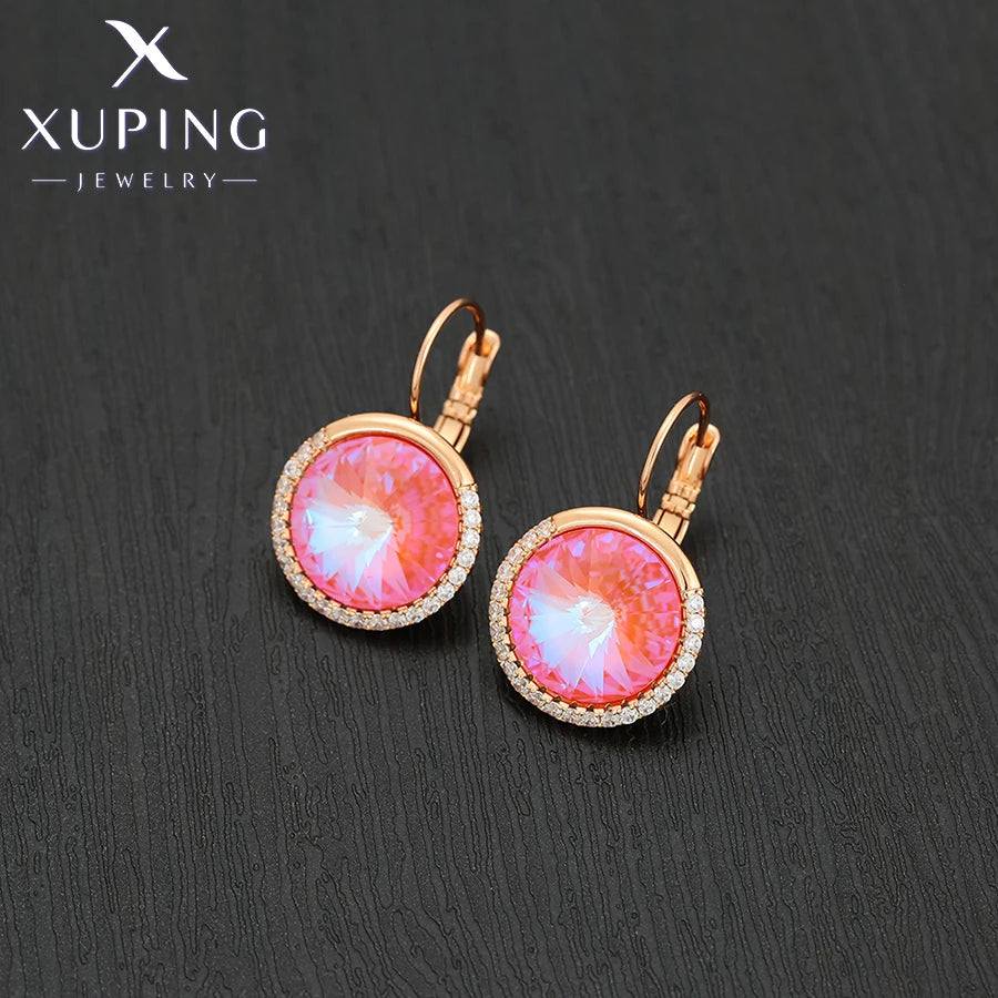 Xuping Jewelry Store Neuankömmling Kupferlegierung Charm vergoldet schöne Kristallohrringe für Frauen Mädchen Schmuck Geburtstagsfeier