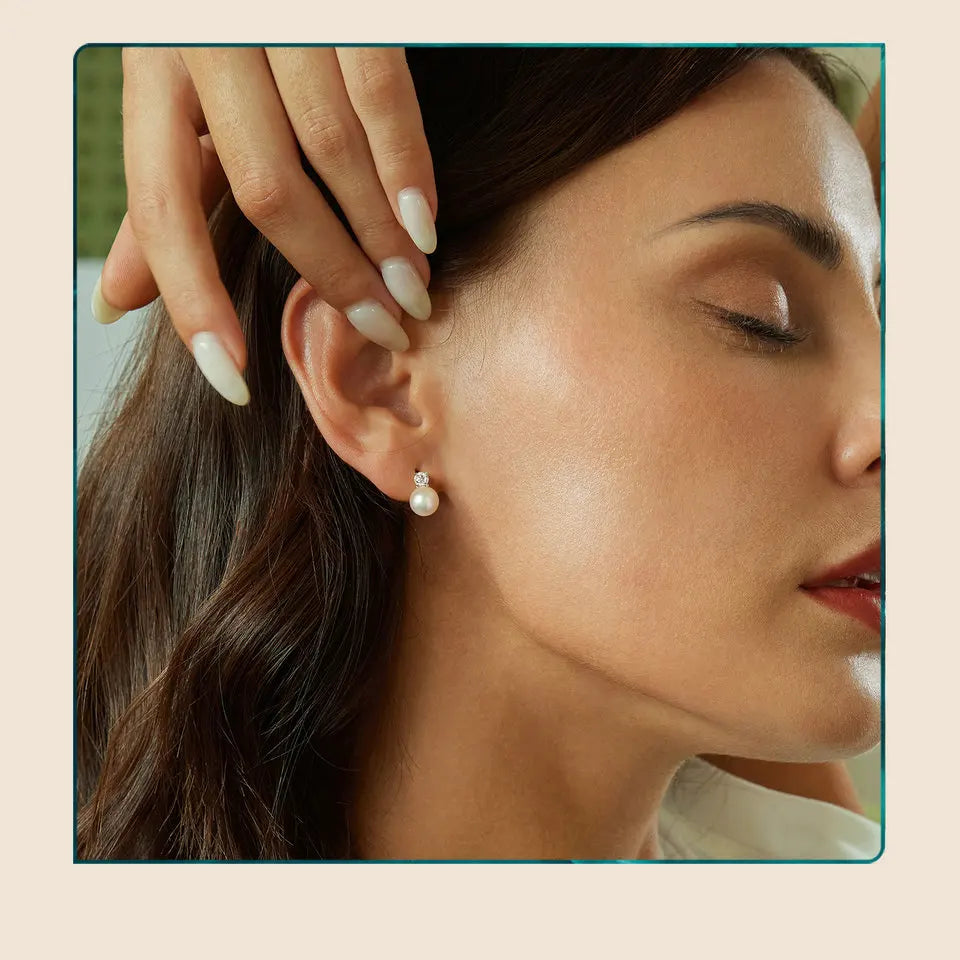 BAMOER Moissanit-Ohrstecker aus 925er-Sterlingsilber mit Süßwasserperlen, VVS1 Lab-Diamant-Hochzeitsohrring, elegantes Geschenk für Frauen