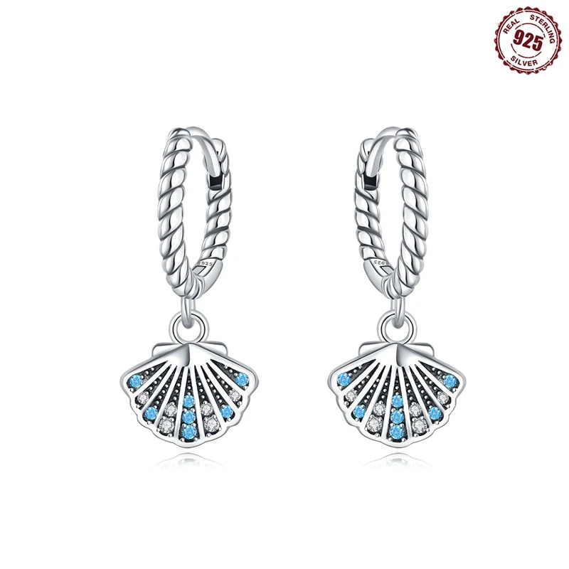 925er-Sterlingsilber, ein Paar farbige Herz-Ohrringe, passend für Original-Charms, Creolen für Frauen und Mädchen, Ohrstecker, edler Schmuck