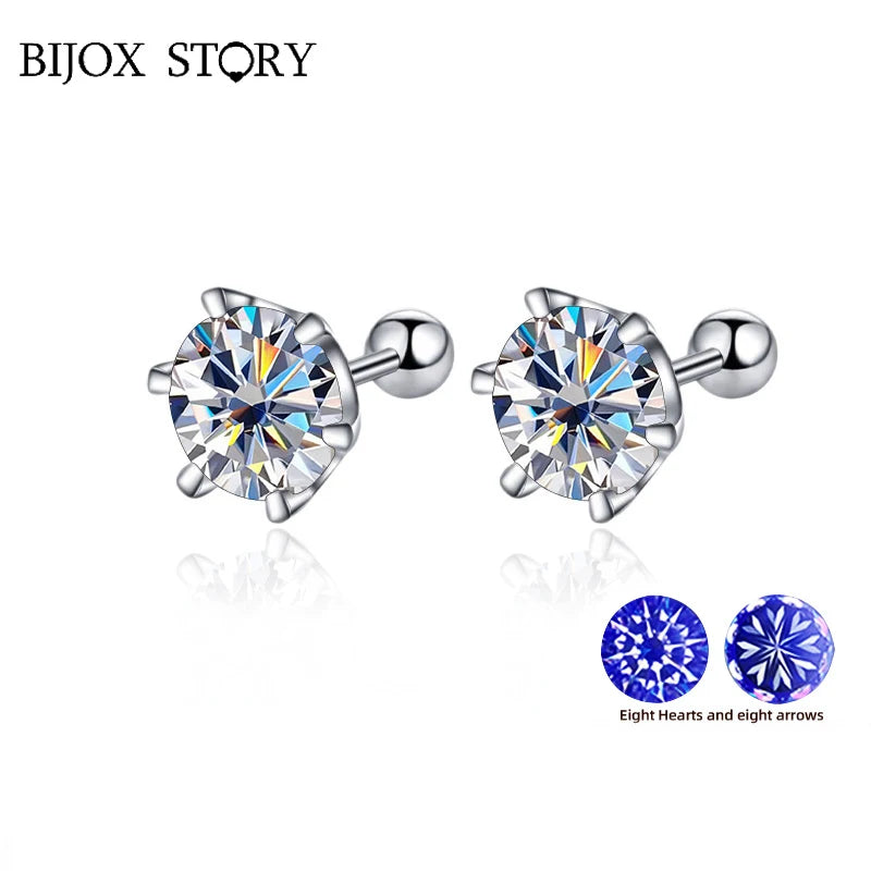 BIJOUX STORY 0,5-2 ct Moissanit Schraube Ohrstecker D Farbe 925 Sterling Silber Diamant Ohrringe Für Frauen Hochzeit Edlen Schmuck