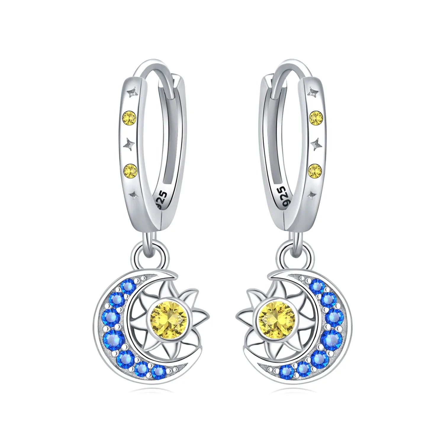 Ohrringe aus 925er-Sterlingsilber, geheimnisvoller Stern, Mond, Schmuck, vielseitige Creolen für Frauen, Schmuck, Geburtstagsfeier, feine Geschenke