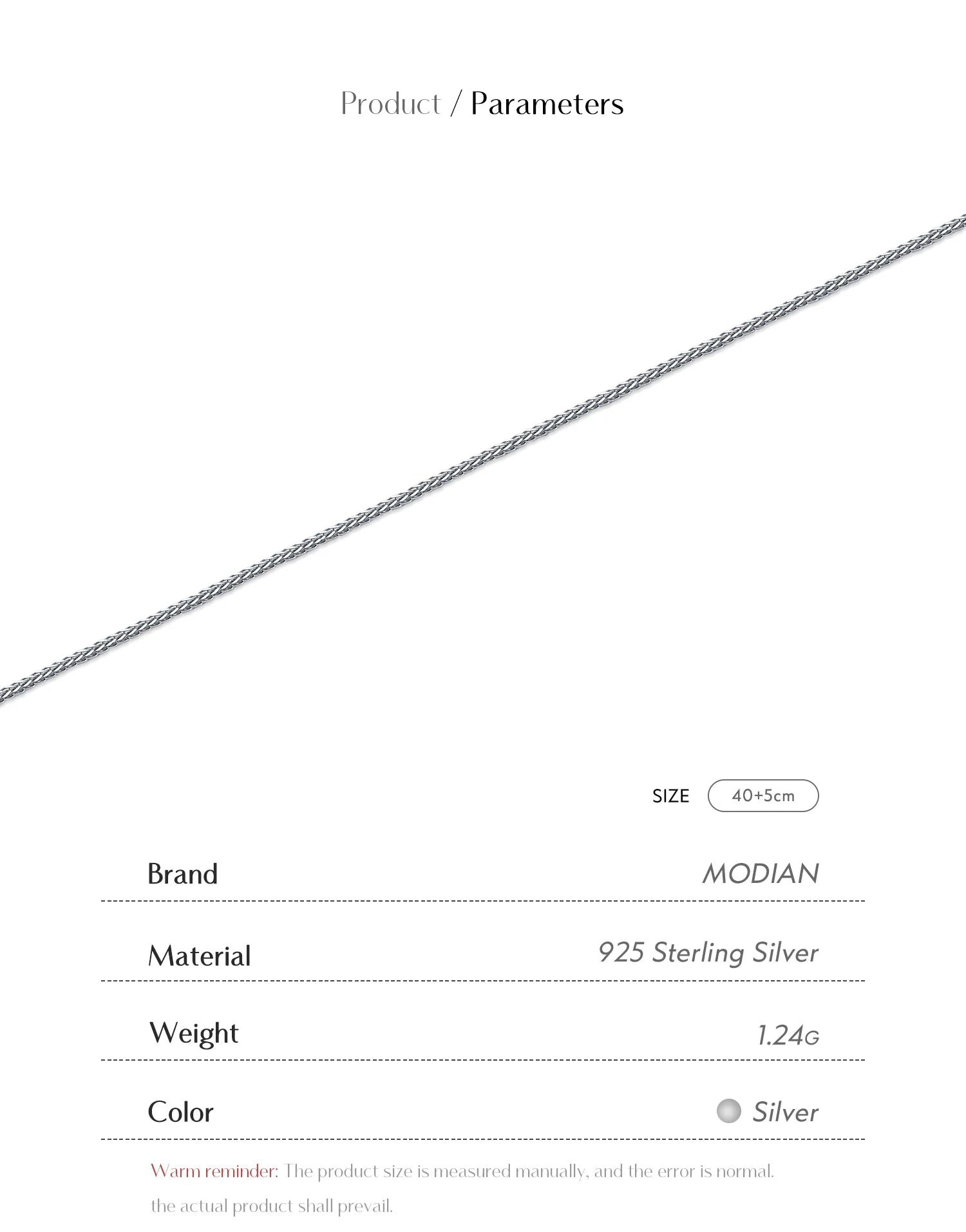 Modian 7 Stil klassische Basic-Kette 925 Sterling Silber Karabinerverschluss verstellbar 40 + 5 cm Halskette edler Schmuck für Frauen schönes Geschenk