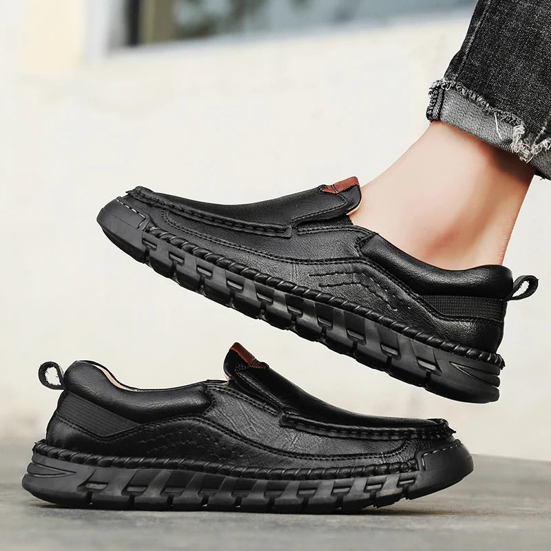 Handgefertigte Herren-Lederschuhe – Bequeme Casual Loafer aus Spaltleder