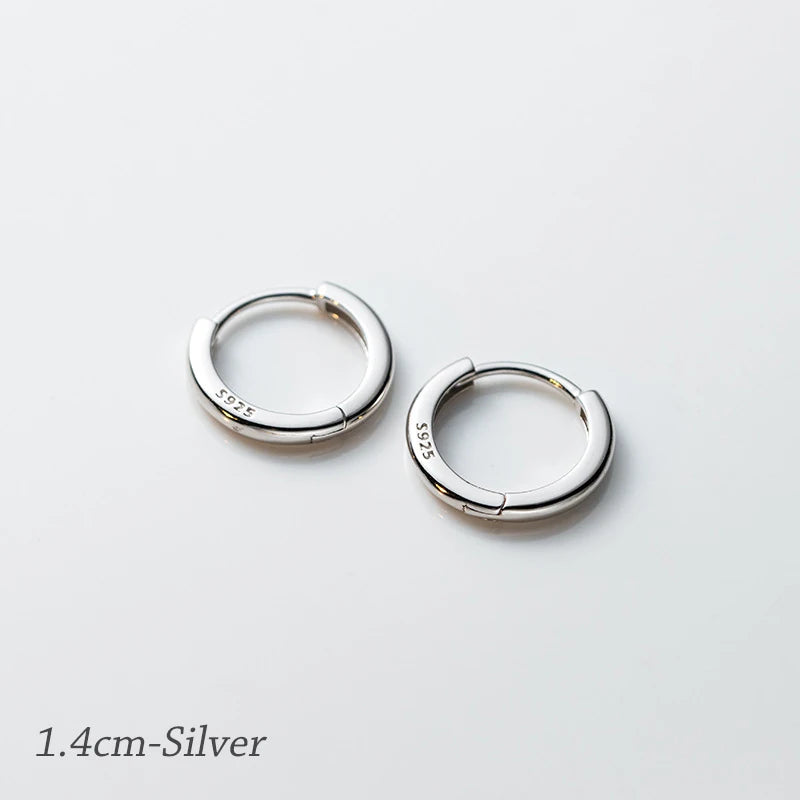 MODIAN 925 Sterling Silber Einfache Kreis-Ohrschnalle 14 mm - 18 mm platinierte hypoallergene Creolen für Damenschmuck