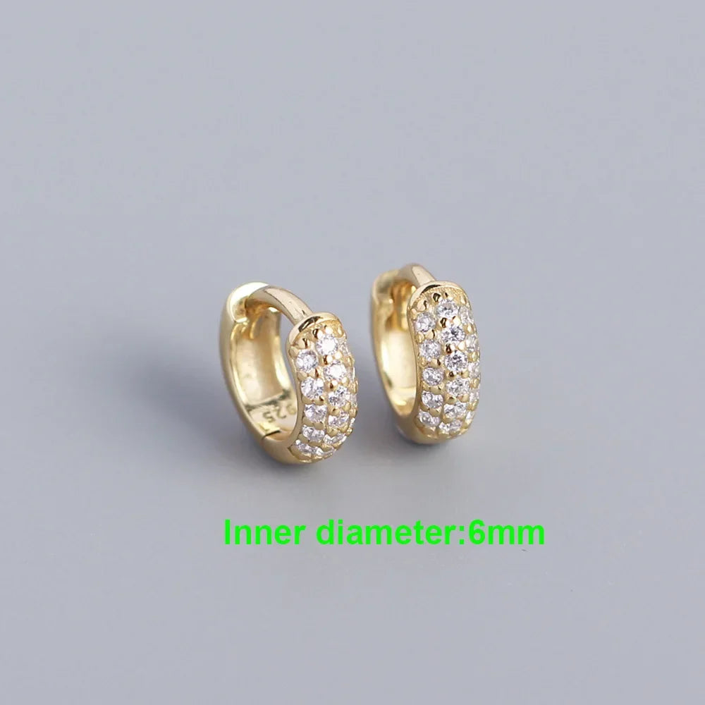 INZATT Echt 925 Sterling Silber 18 Karat Gold Voller Zirkon Runde Creolen für Frauen OL Edlen Schmuck Licht Luxus zubehör