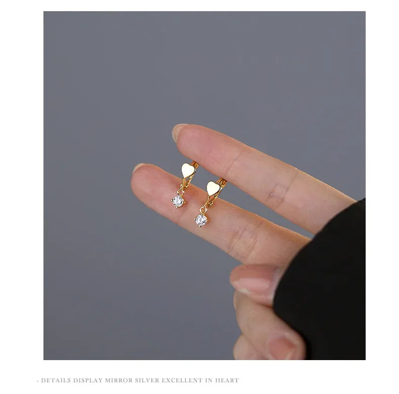 INZATT Echt 925 Sterling Silber Zirkon Anhänger Herz 18 Karat Gold Huggies Creolen Für Frauen Klassische Edlen Schmuck Zubehör