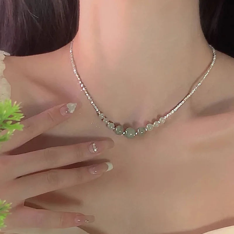 Halskette aus 925er-Sterlingsilber, schwarze Perlen, quadratisch, unregelmäßig, Punk, geometrisch, für Frauen und Mädchen, Schmuck, Geschenk, Dropshipping, Großhandel