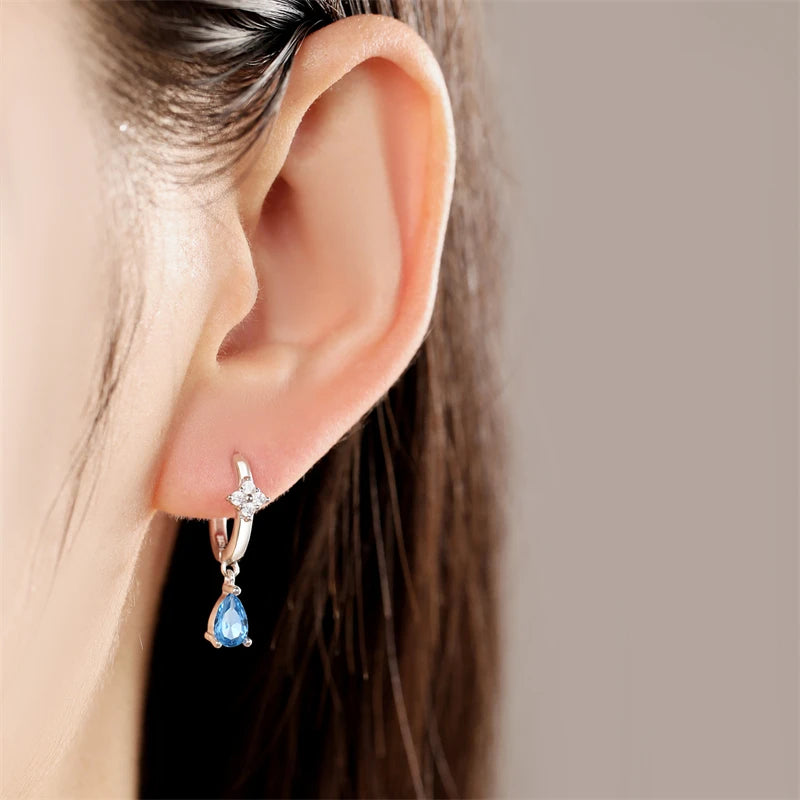 925er-Sterlingsilber, ein Paar farbige Herz-Ohrringe, passend für Original-Charms, Creolen für Frauen und Mädchen, Ohrstecker, edler Schmuck