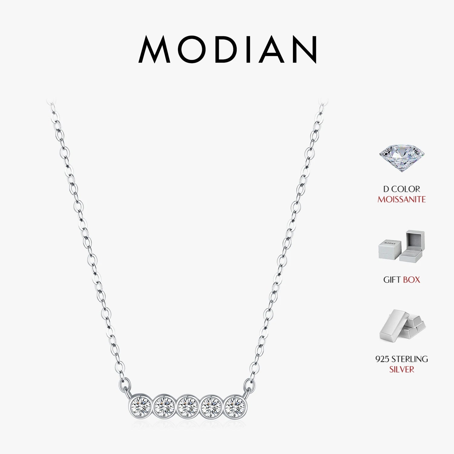 MODIAN D Farbe Moissanit 925 Sterling Silber Stapelbare Anhänger Halsketten Labor Diamant Link Kette Schmuck Für Frauen Luxus Geschenk