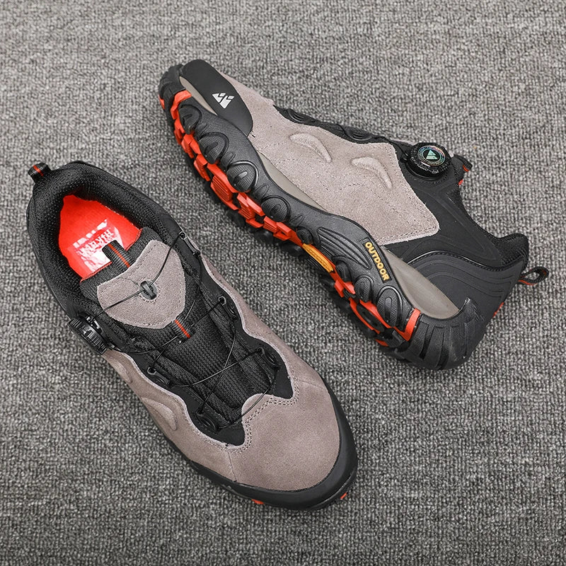 HIKEUP-Lederschuhe für Herren, Outdoor-Wanderschuhe, Touristentreckingsneaker, Bergsteigen, Trail-Joggingschuhe, Spannschloss
