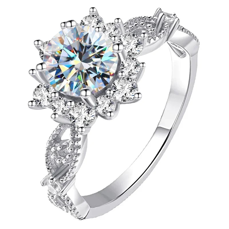 Damen Moissanit Sonnenblumen-Ring