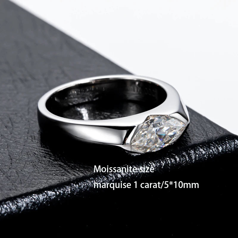 S925 Silber Moissanit-Ring – Marquise Damen & Herren