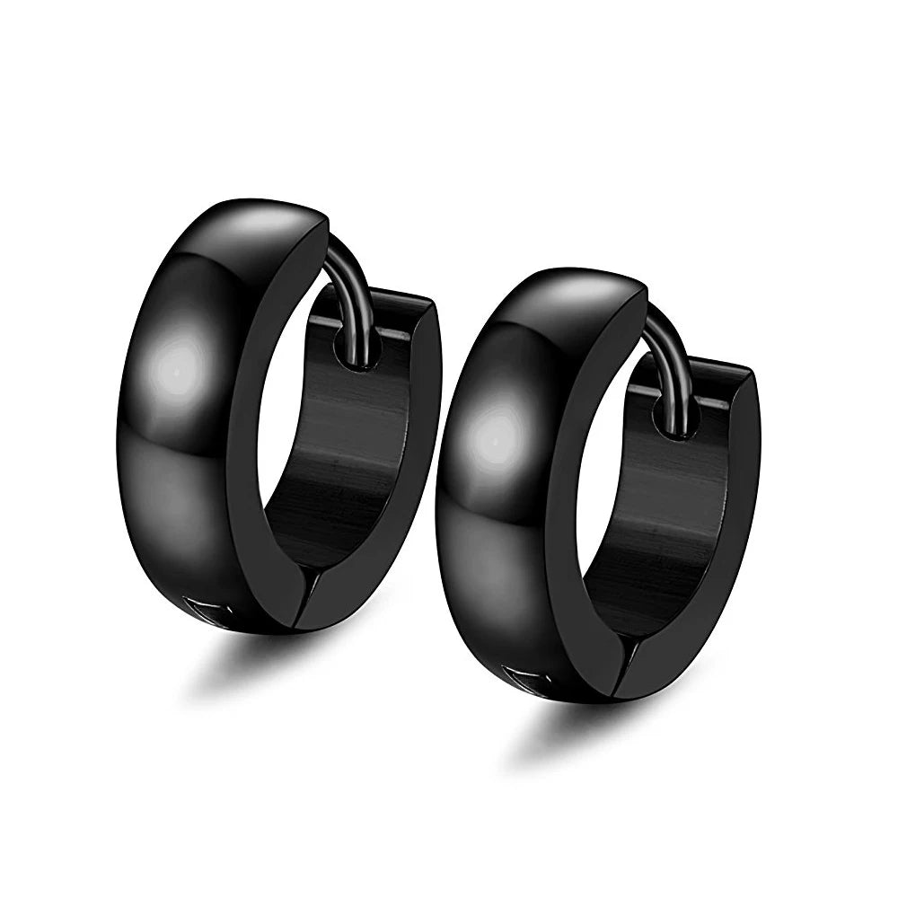 Edelstahl – Schwarz- Huggie-Ohrringe Unisex