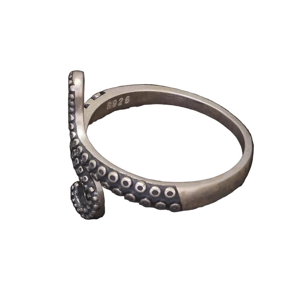 925er Silberring Oktopus-Tentakel Verstellbares Design im Gothic Retro-Punk-Stil