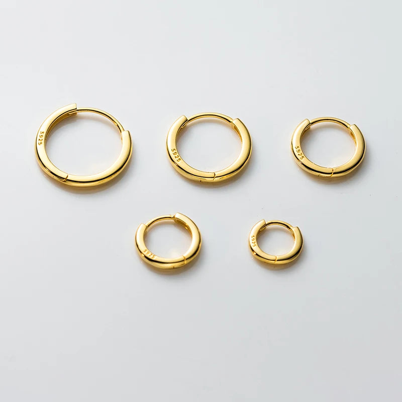 Inzatt echtes 925er Sterling silber 10/12/14/16/18mm runde Creolen für Damen klassischer edler Schmuck geometrische Accessoires