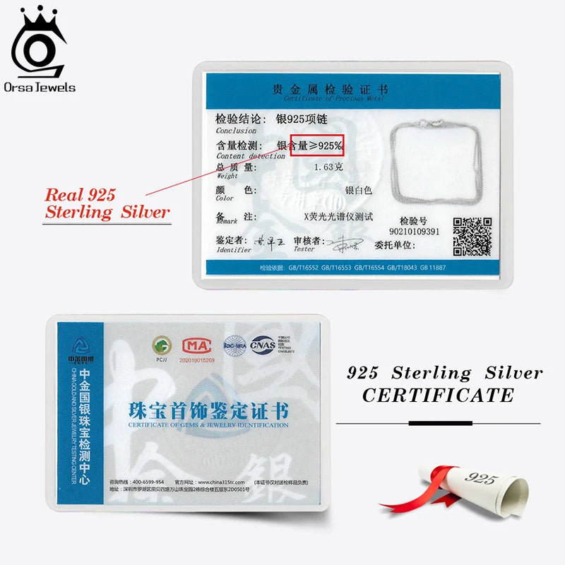 ORSA JEWELS Chopin-Kette aus echtem 925er-Sterlingsilber, minimalistischer Stil, 925-Chopin-Kette, 40–60 cm, SC53