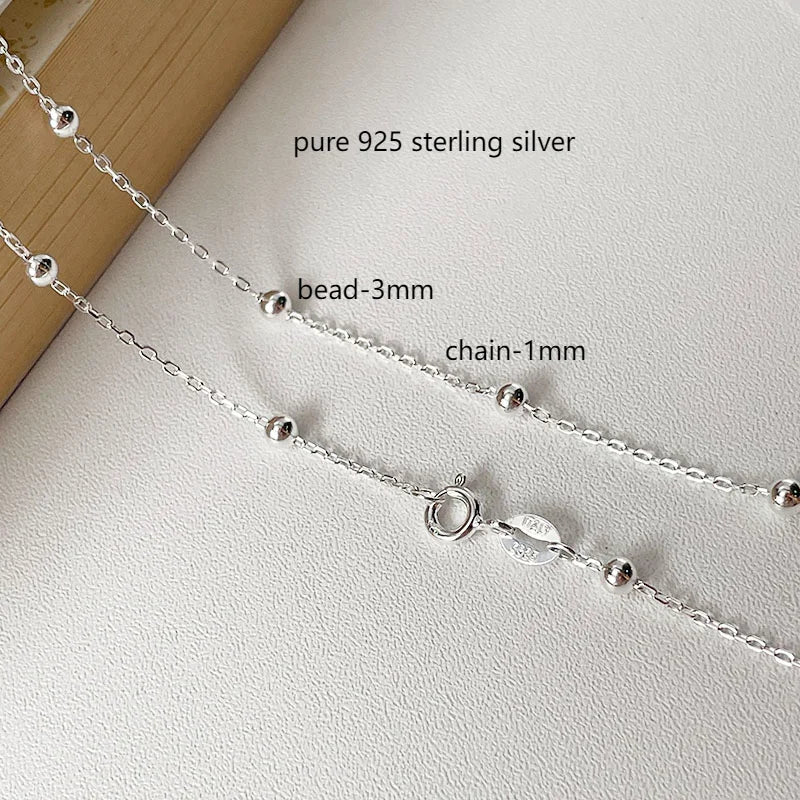 45cm-60cm solide reine echte 925 Sterling Silber Perlen Kreuz kette Halskette Frauen Mädchen Italien Schmuck Kolye Collare Collier Ketting