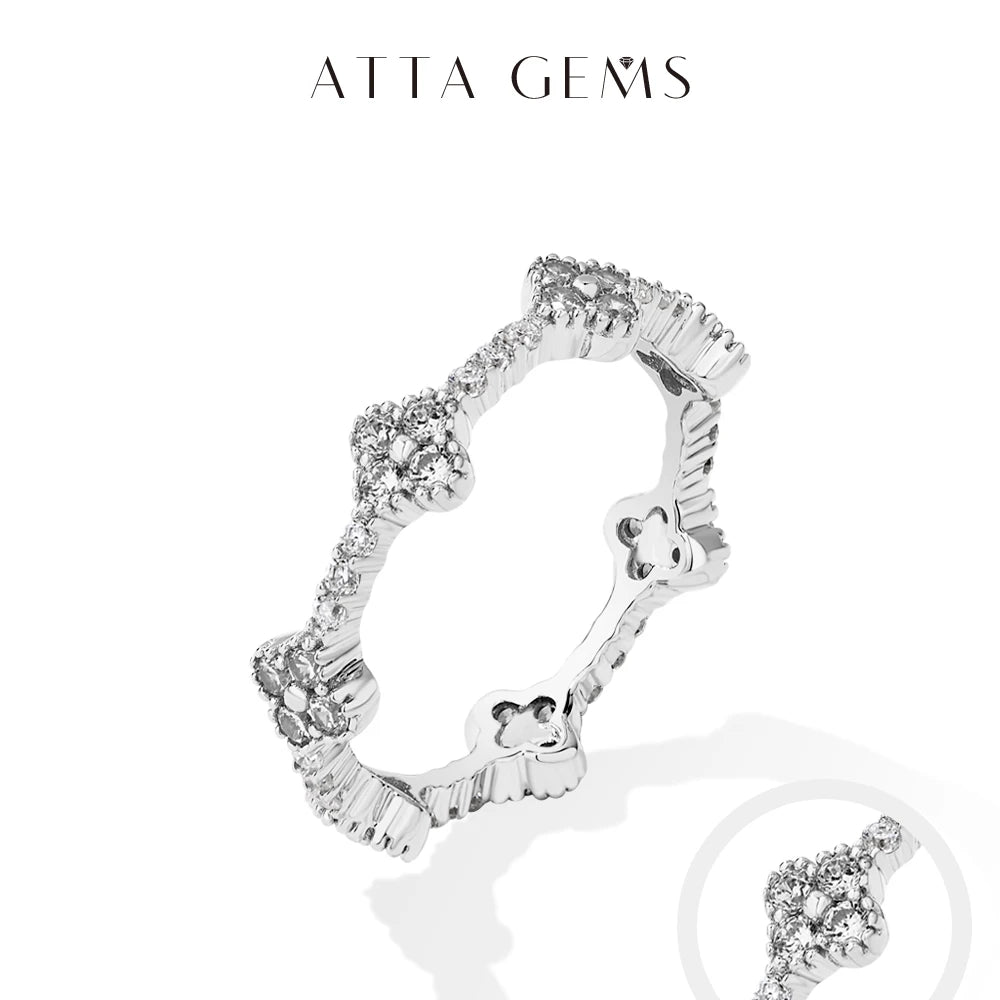 ATTAGEMS Eternity DVVS1 Moissanit-Ring für Damen, 100 % echtes 925er-Sterlingsilber, vergoldet, Hochzeit, Party, Charm, edler Schmuck, neu