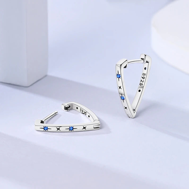 Damen-Ohrringe, 925er-Sterlingsilber, Creolen, Herz, Zirkon, Stern-Tropfenohrringe für Damen, Mode, Party, Geburtstag, Schmuck, Geschenke