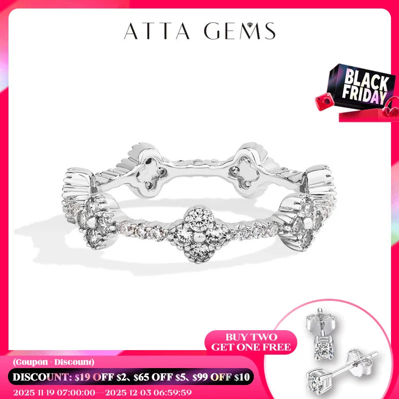 ATTAGEMS Eternity DVVS1 Moissanit-Ring für Damen, 100 % echtes 925er-Sterlingsilber, vergoldet, Hochzeit, Party, Charm, edler Schmuck, neu