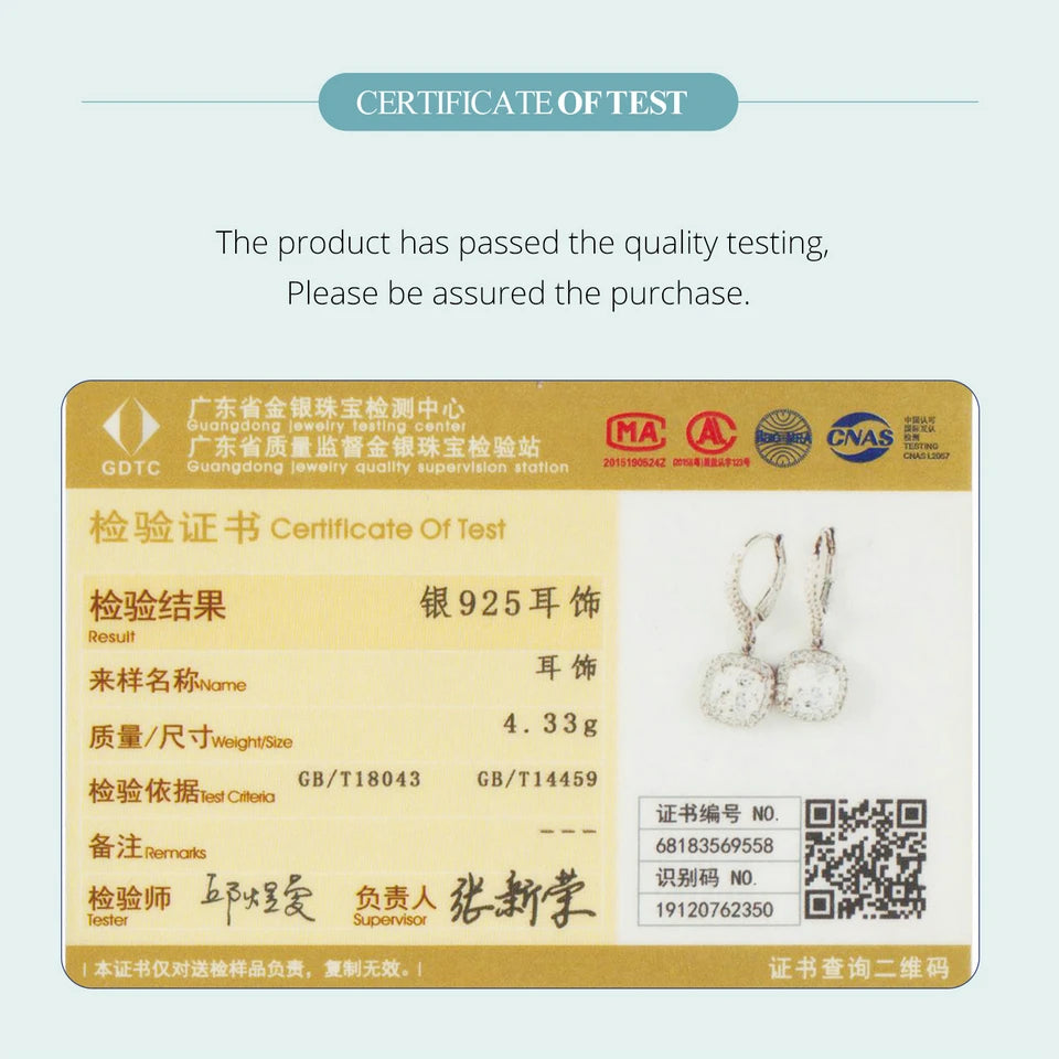 Bamoer authentische Sterling silber schillernde cz quadratische geometrische Tropfen ohrringe für Frauen 14 Karat vergoldeten Hochzeits schmuck sce520