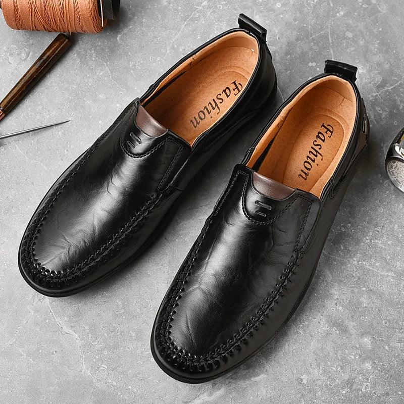 Handgefertigte Schuhe aus echtem Leder, Freizeitschuhe für Herren, flache Plateau-Wanderschuhe, Outdoor-Schuhe, Slipper, atmungsaktive Turnschuhe