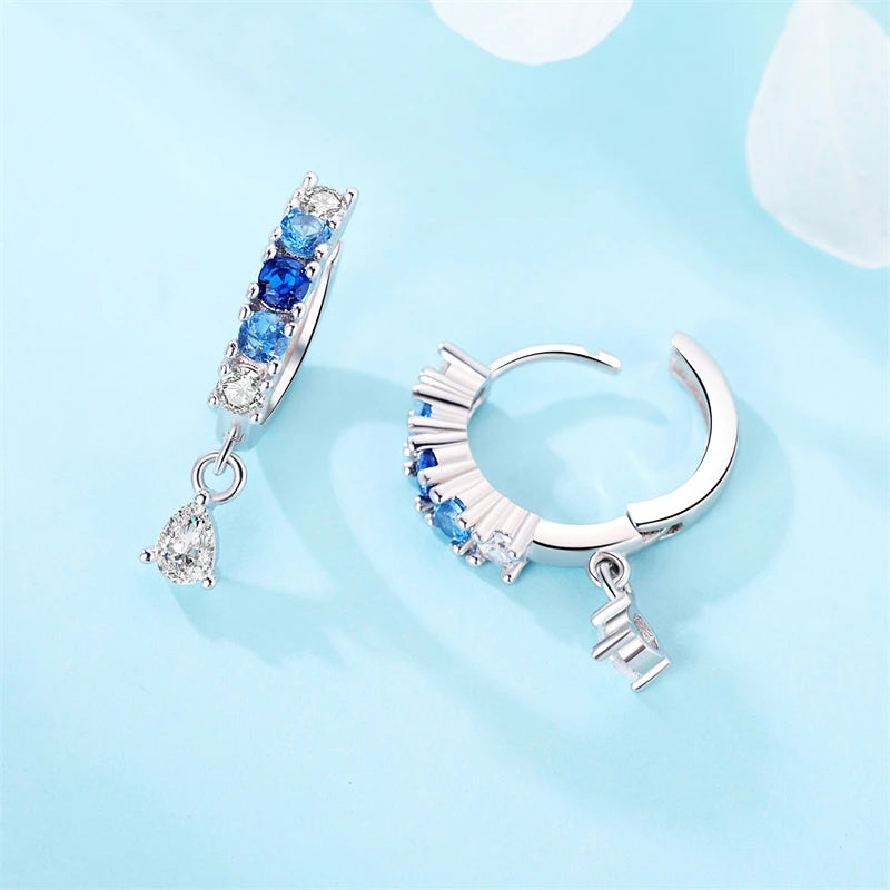 925er-Sterlingsilber, ein Paar farbige Herz-Ohrringe, passend für Original-Charms, Creolen für Frauen und Mädchen, Ohrstecker, edler Schmuck