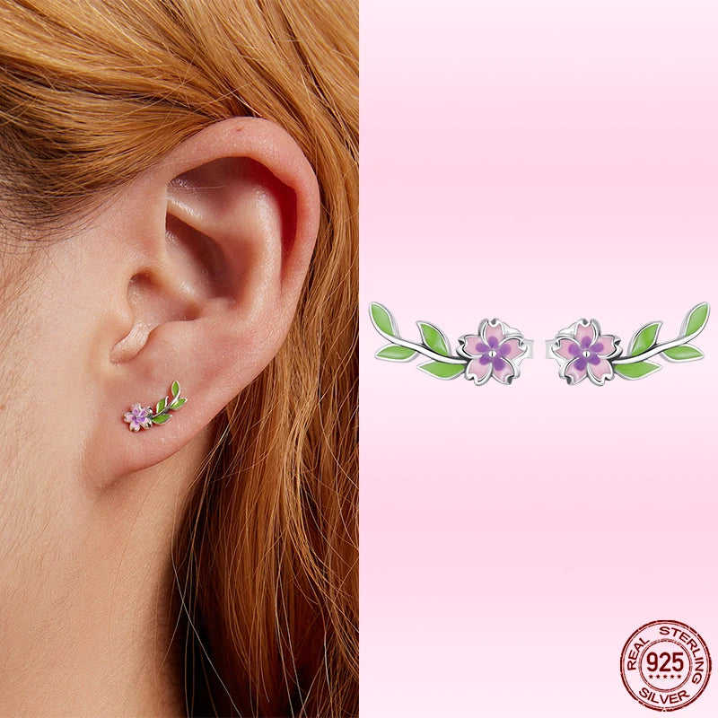 Bamoer Luxus-Ohrringe für Mädchen aus 925er-Sterlingsilber, Regenbogen-Schmetterling, niedlich, schick, lustig, Ohrstecker, Original für Damen, Party, edler Schmuck